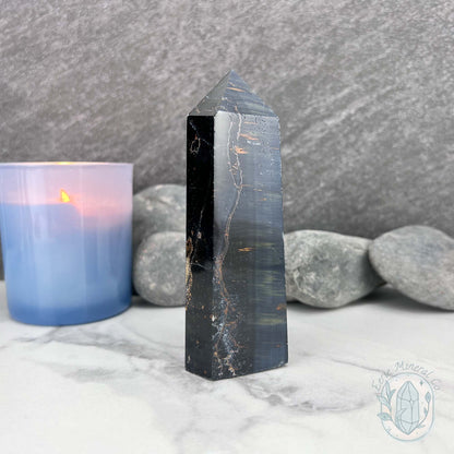 Polished Blue Tiger Eye (Crocidolite) Tower