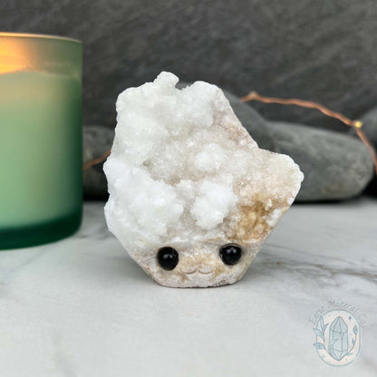 White Druzy Calcite Hedgehog Carving