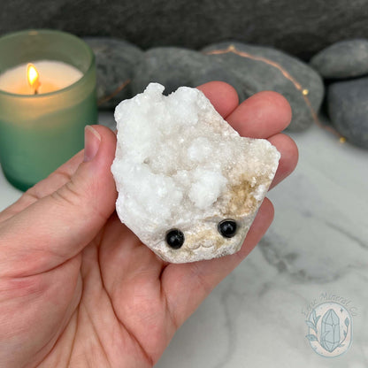White Druzy Calcite Hedgehog Carving