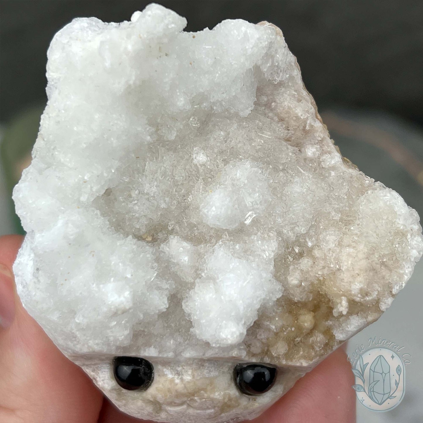 White Druzy Calcite Hedgehog Carving
