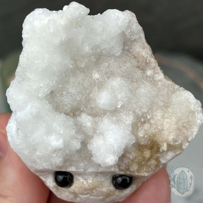 White Druzy Calcite Hedgehog Carving