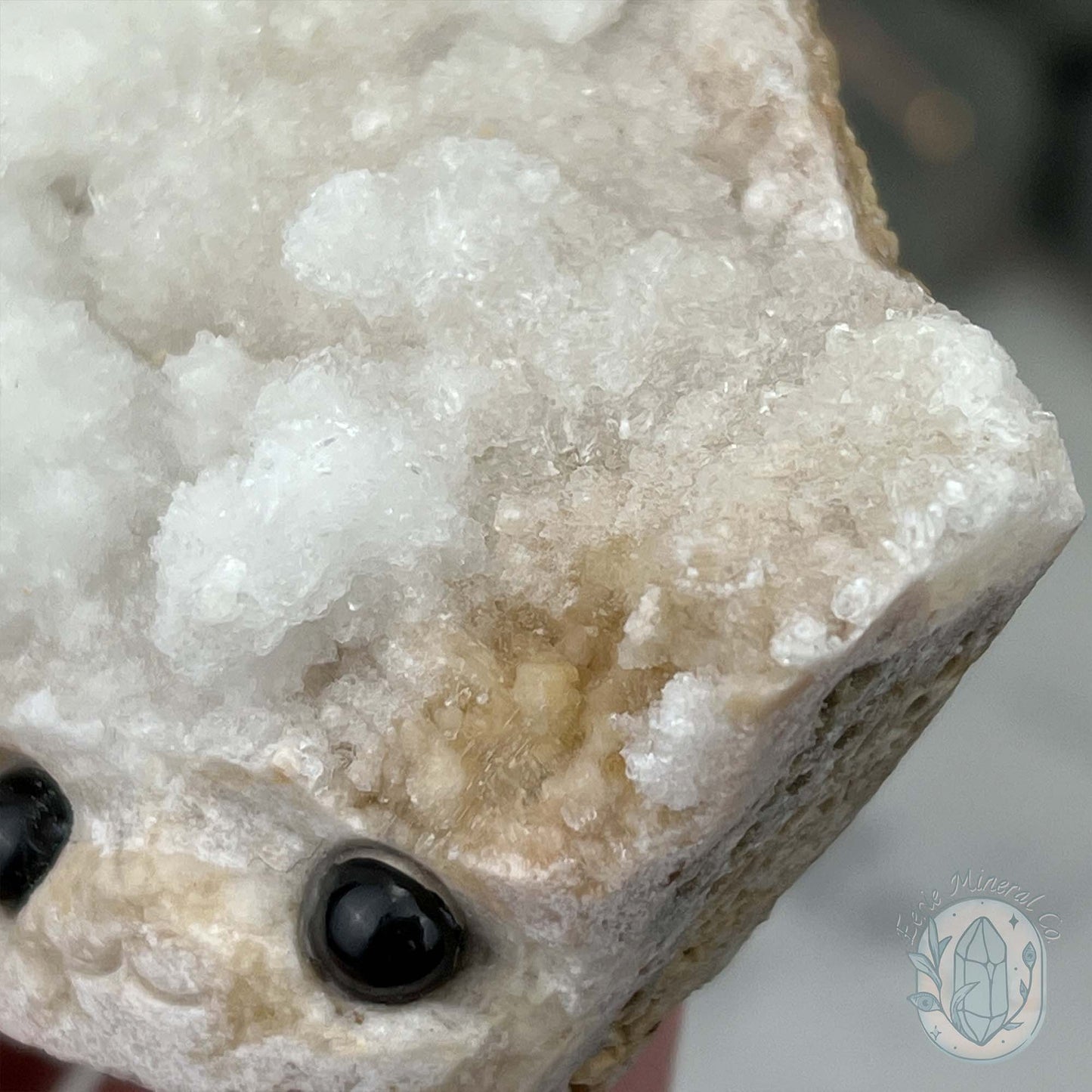 White Druzy Calcite Hedgehog Carving