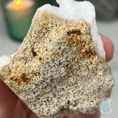 White Druzy Calcite Hedgehog Carving