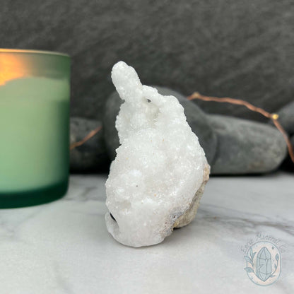 White Druzy Calcite Hedgehog Carving