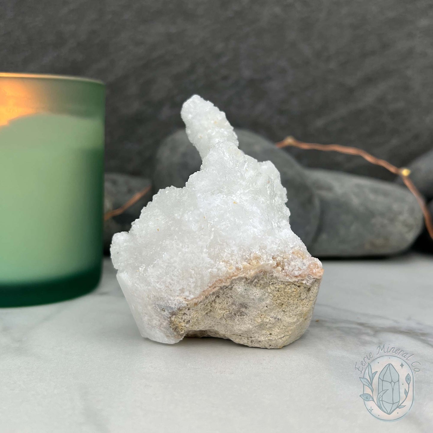 White Druzy Calcite Hedgehog Carving