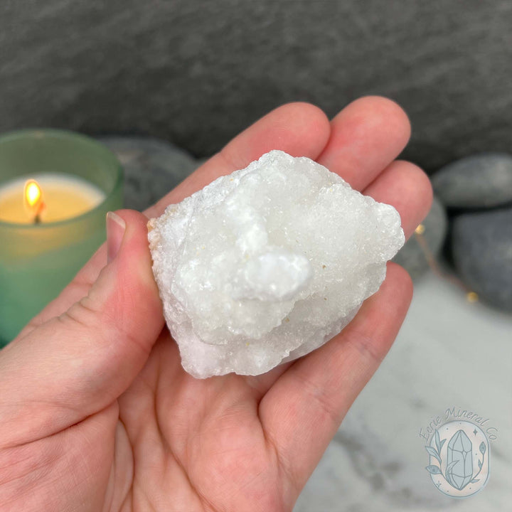 White Druzy Calcite Hedgehog Carving