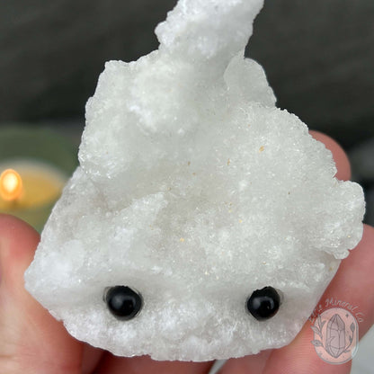 White Druzy Calcite Hedgehog Carving