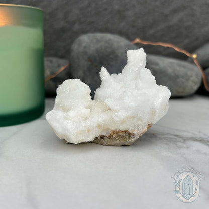 White Druzy Calcite Hedgehog Carving
