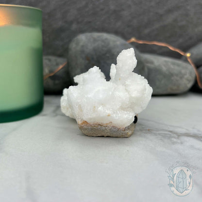 White Druzy Calcite Hedgehog Carving