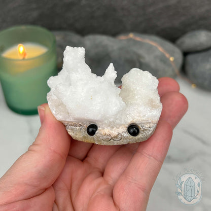 White Druzy Calcite Hedgehog Carving