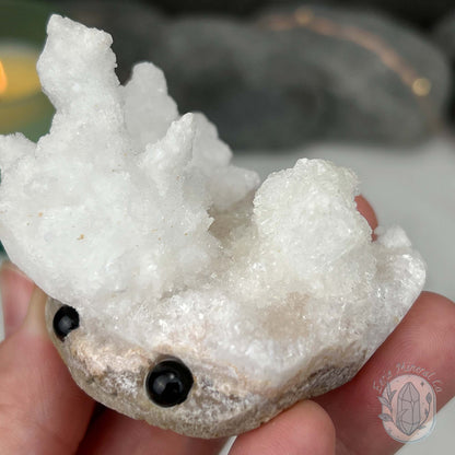 White Druzy Calcite Hedgehog Carving