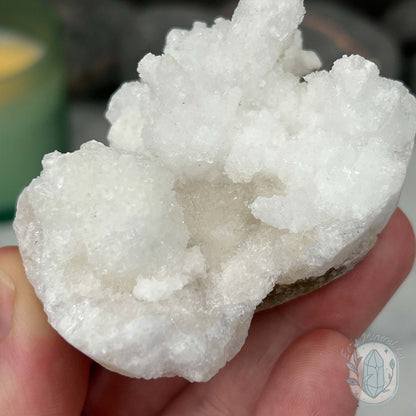 White Druzy Calcite Hedgehog Carving