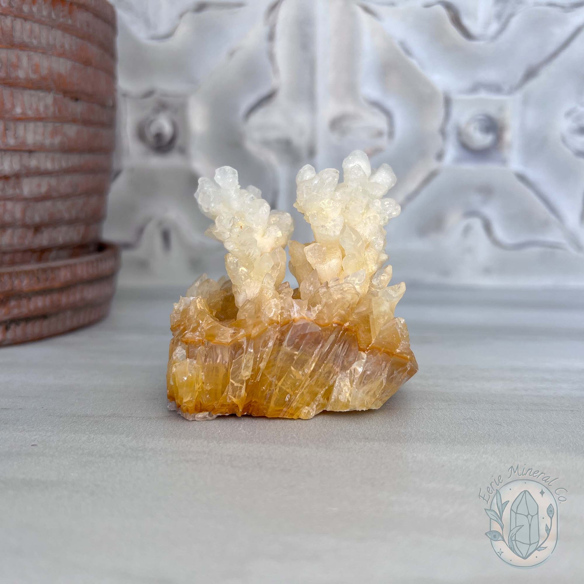 Natural Druzy Cave Calcite Stalactite Specimen