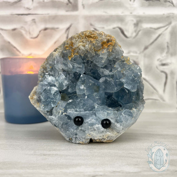 Celestite Crystal Hedgehog Carving Specimen