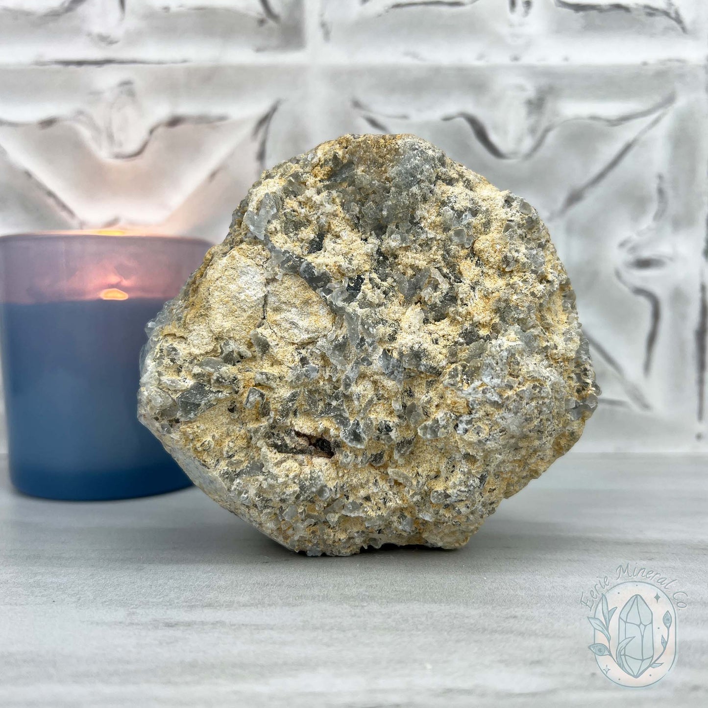 Celestite Crystal Hedgehog Carving Specimen