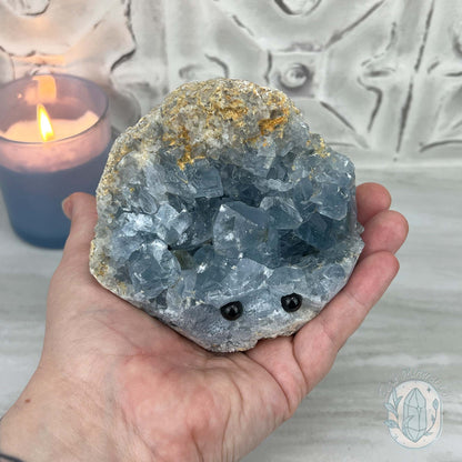 Celestite Crystal Hedgehog Carving Specimen