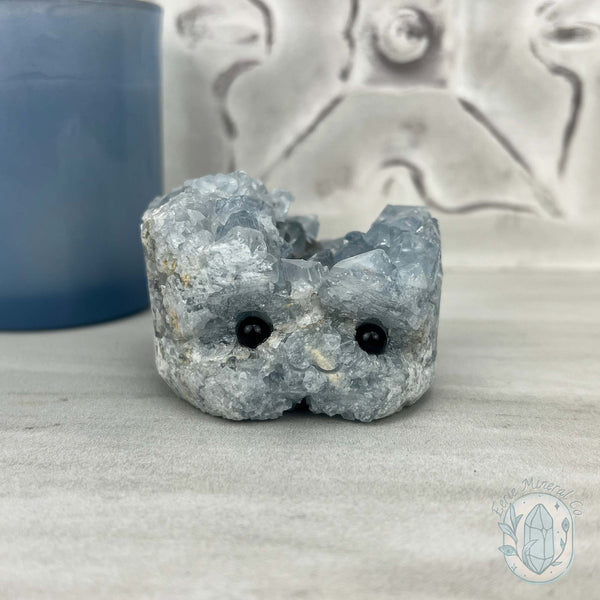 Celestite Crystal Hedgehog Carving Specimen