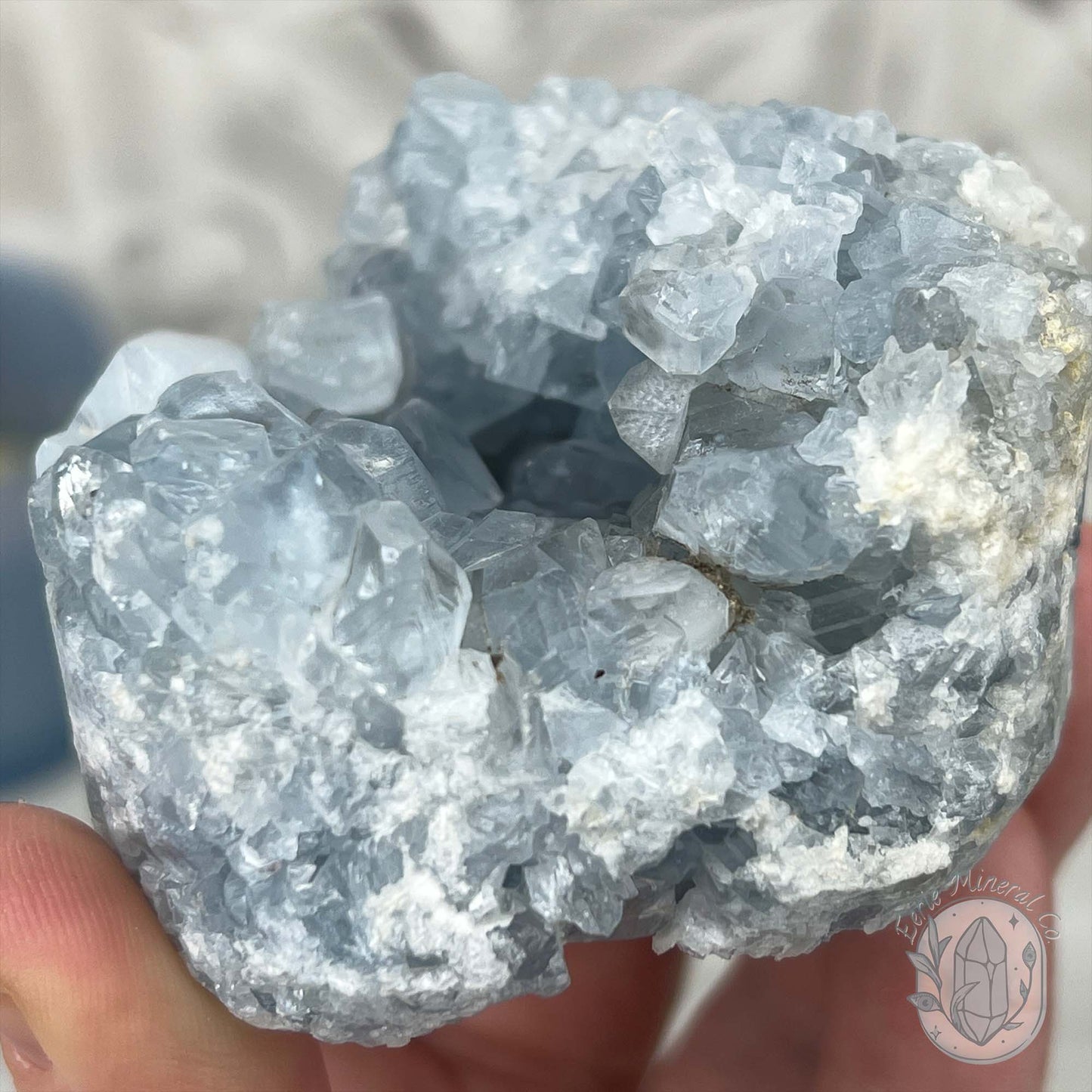 Celestite Crystal Hedgehog Carving Specimen