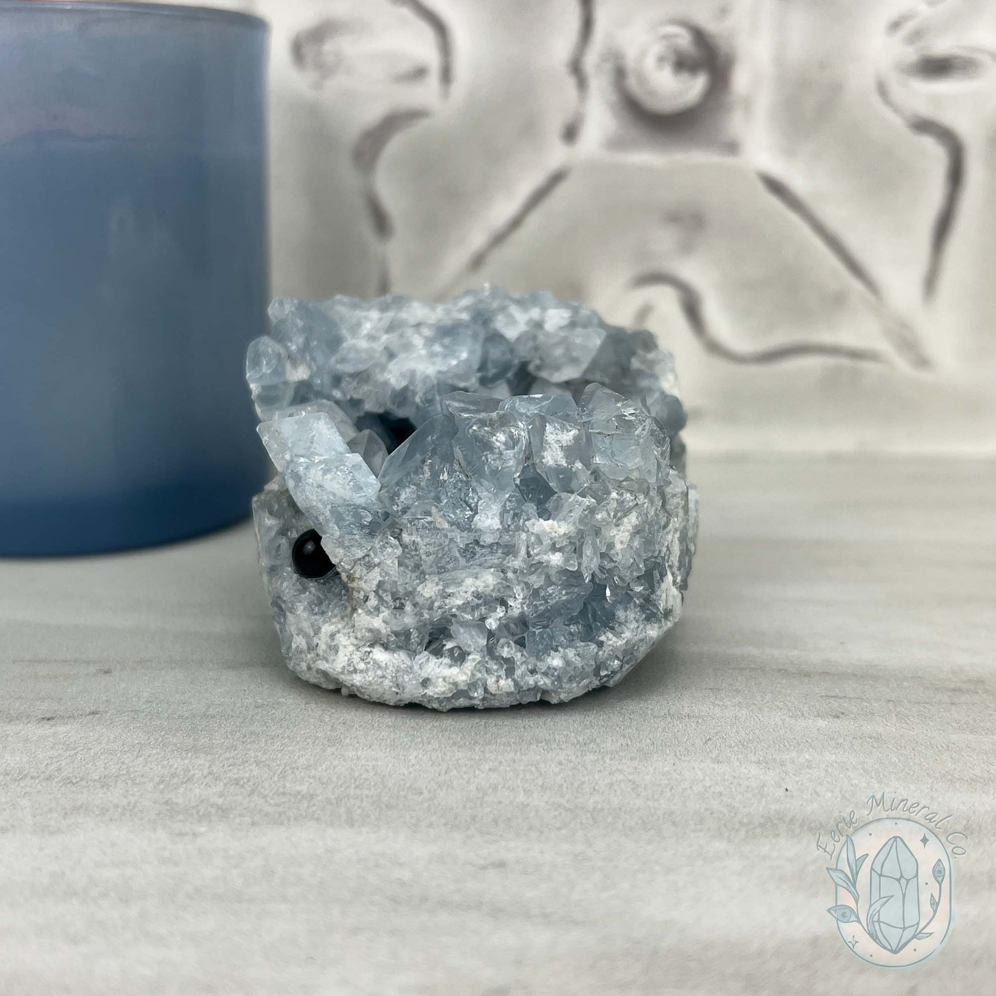 Celestite Crystal Hedgehog Carving Specimen