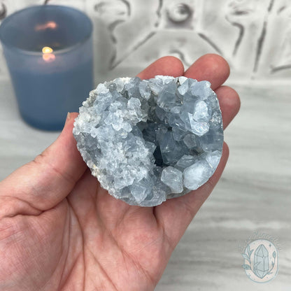 Celestite Crystal Hedgehog Carving Specimen