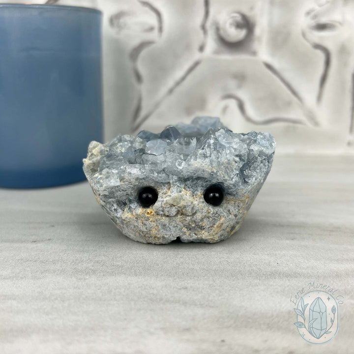 Celestite Crystal Hedgehog Carving Specimen