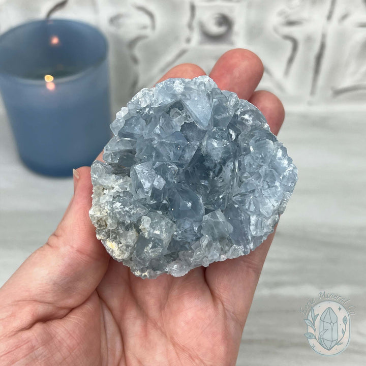 Celestite Crystal Hedgehog Carving Specimen