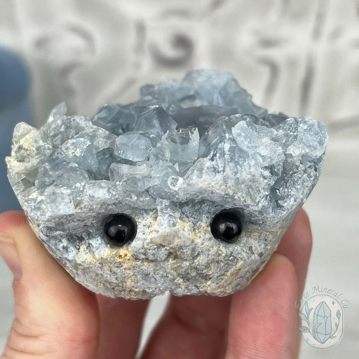 Celestite Crystal Hedgehog Carving Specimen