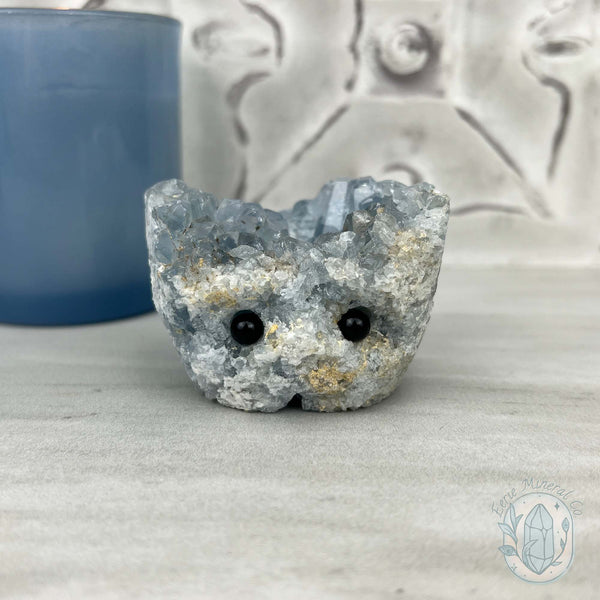 Celestite Crystal Hedgehog Carving Specimen