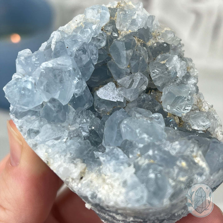 Celestite Crystal Hedgehog Carving Specimen