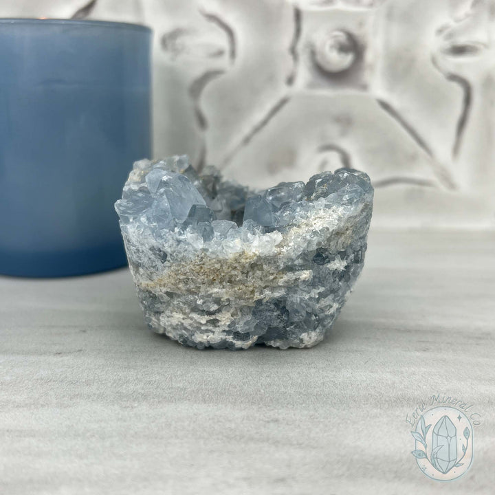 Celestite Crystal Hedgehog Carving Specimen