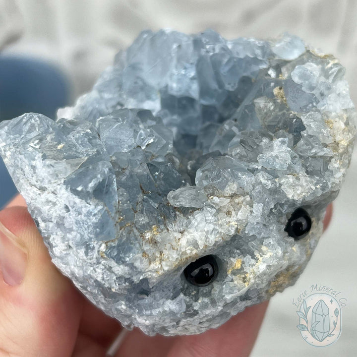 Celestite Crystal Hedgehog Carving Specimen