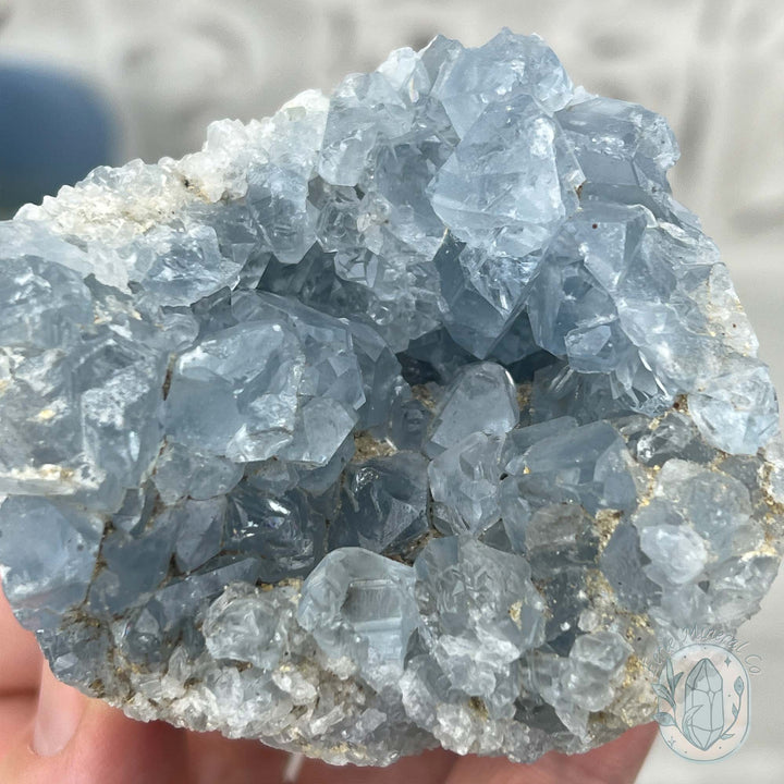 Celestite Crystal Hedgehog Carving Specimen