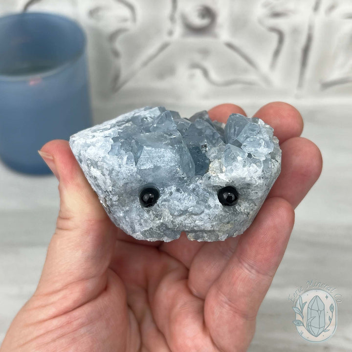 Celestite Crystal Hedgehog Carving Specimen