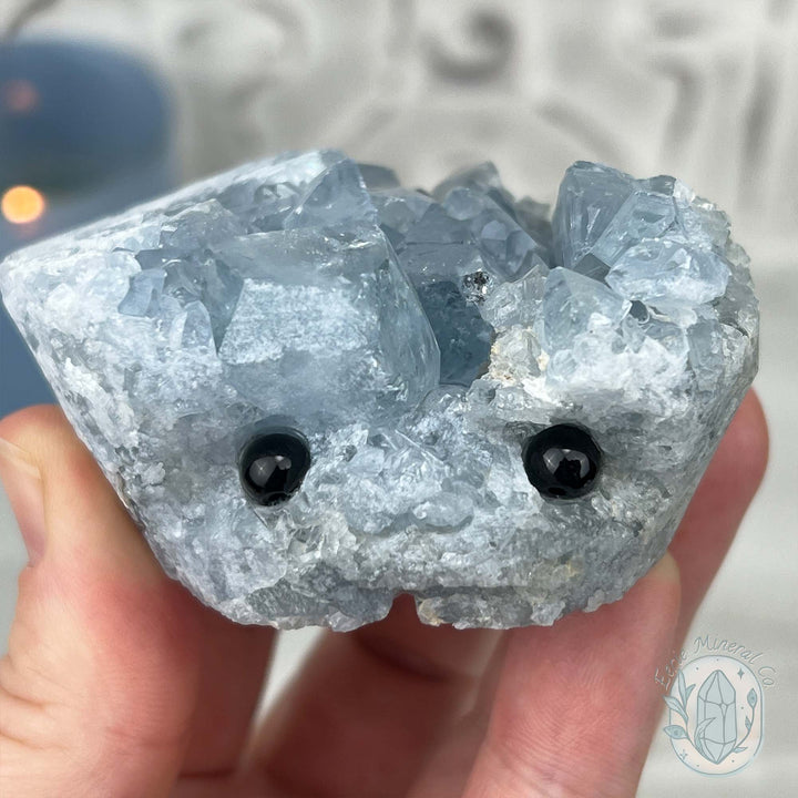 Celestite Crystal Hedgehog Carving Specimen