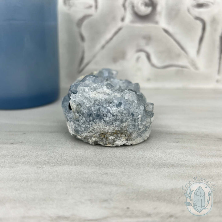 Celestite Crystal Hedgehog Carving Specimen