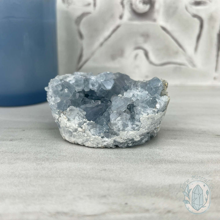 Celestite Crystal Hedgehog Carving Specimen