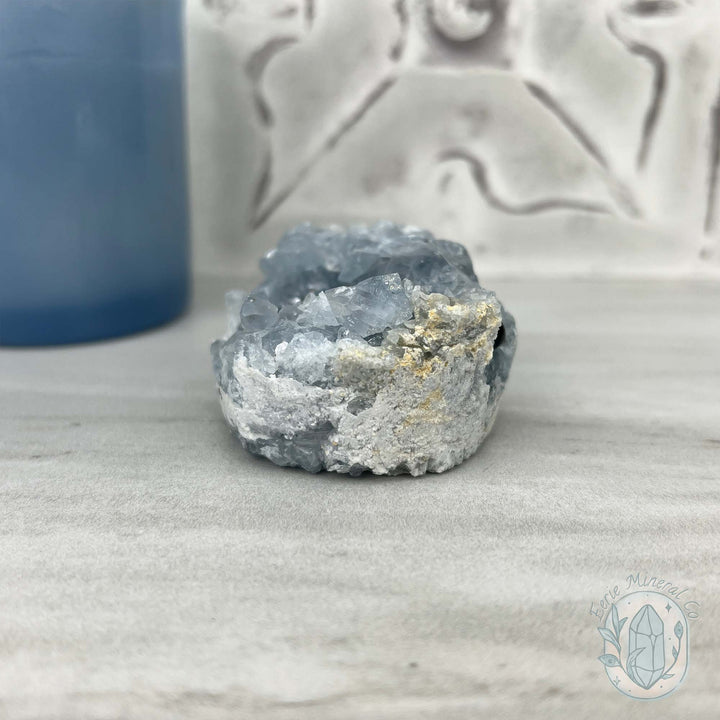 Celestite Crystal Hedgehog Carving Specimen