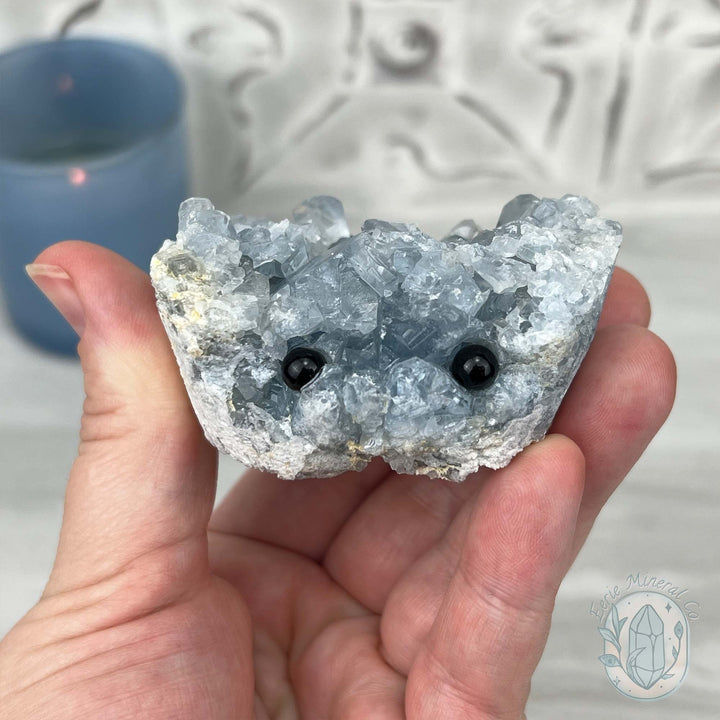 Celestite Crystal Hedgehog Carving Specimen