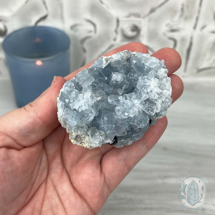 Celestite Crystal Hedgehog Carving Specimen