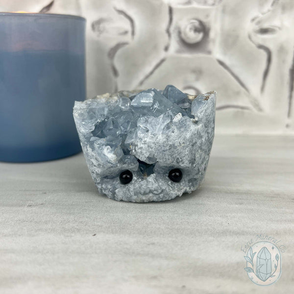 Celestite Crystal Hedgehog Carving Specimen