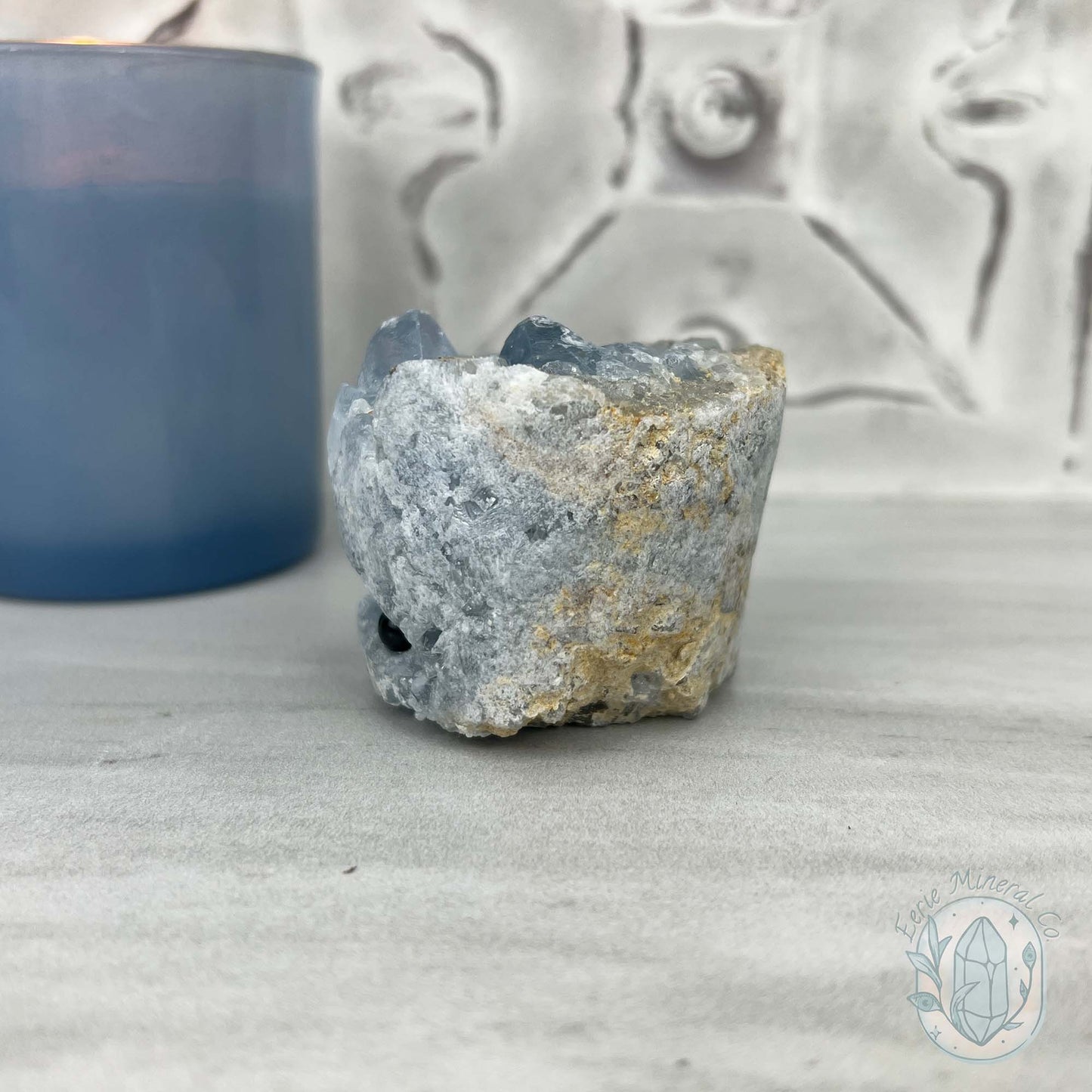 Celestite Crystal Hedgehog Carving Specimen