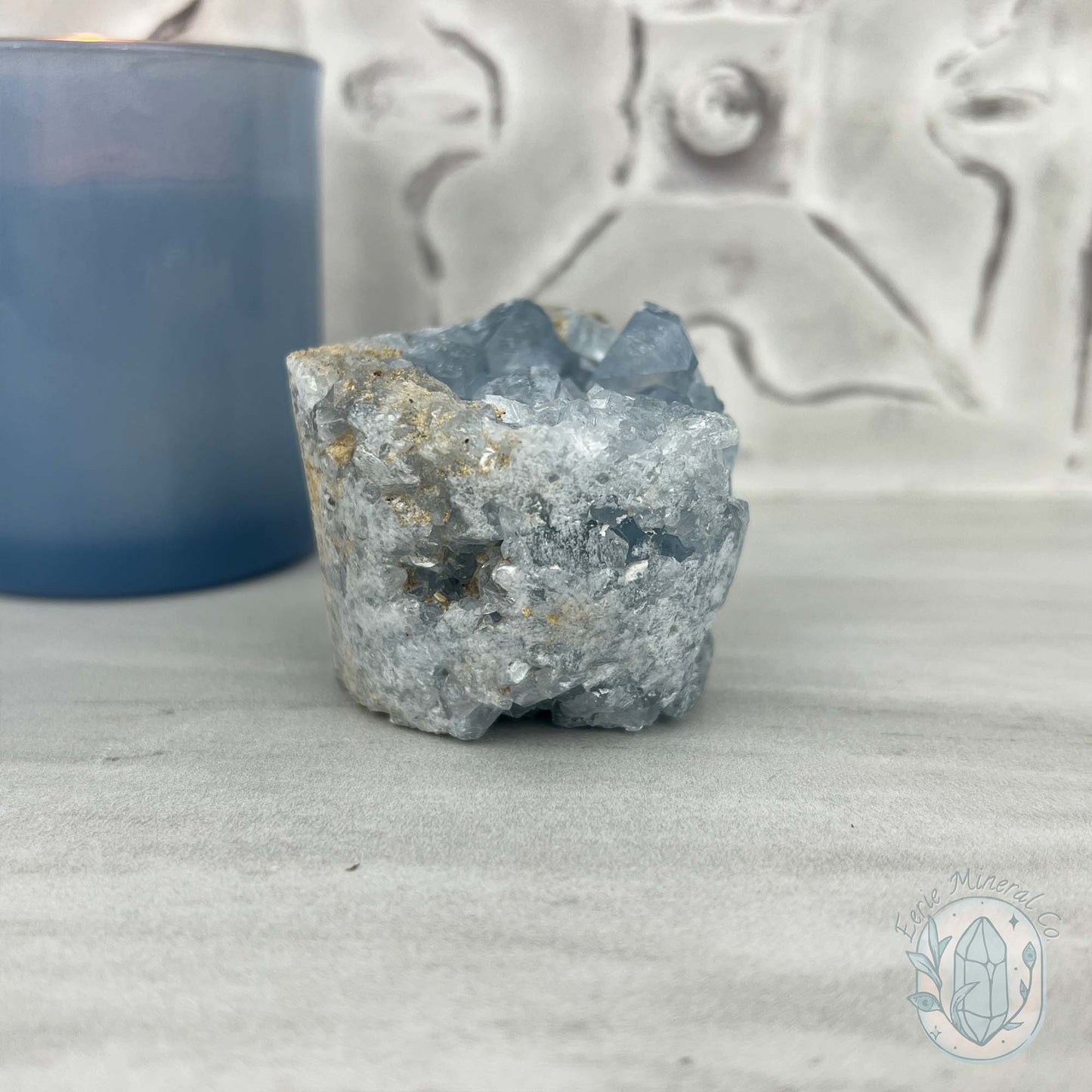 Celestite Crystal Hedgehog Carving Specimen