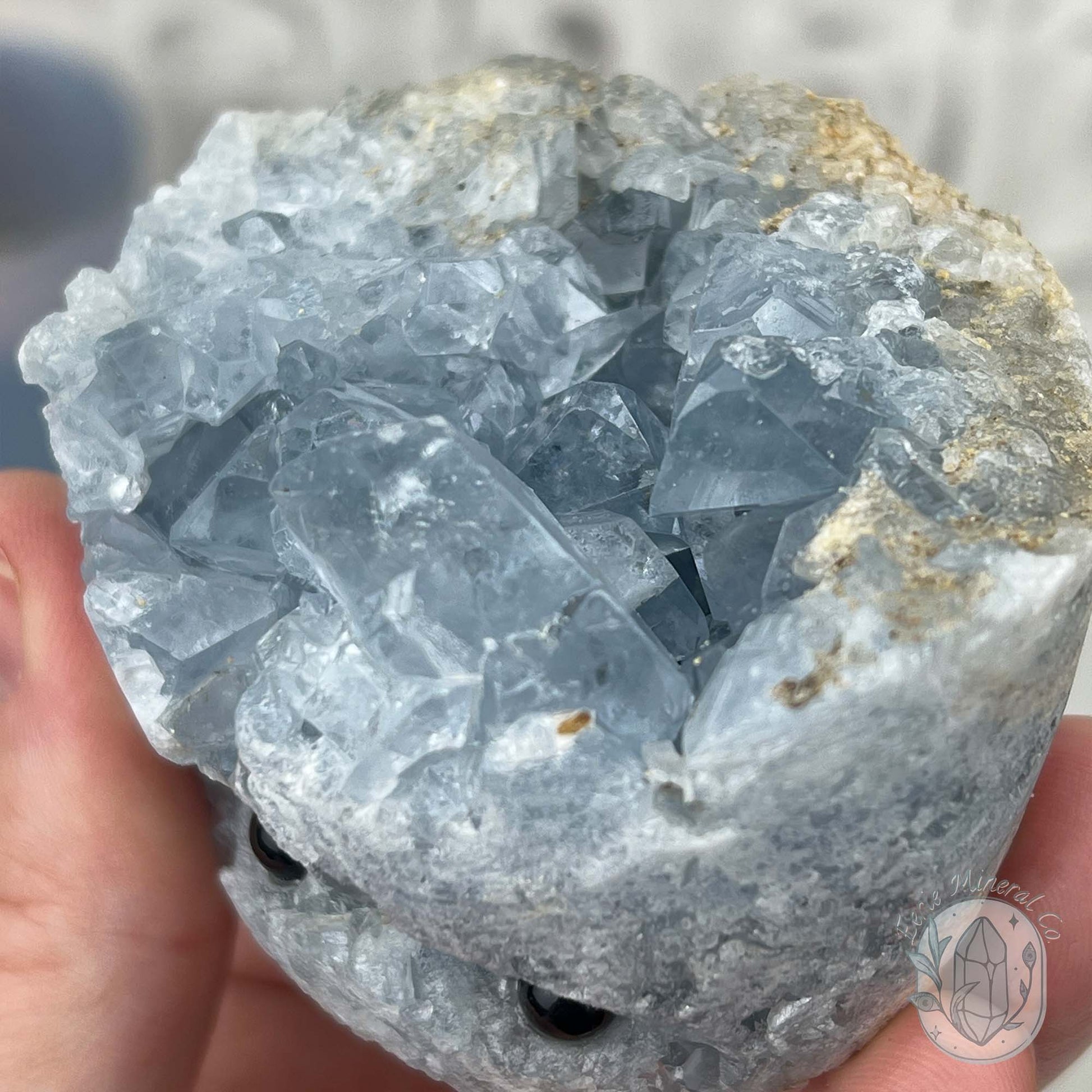 Celestite Crystal Hedgehog Carving Specimen