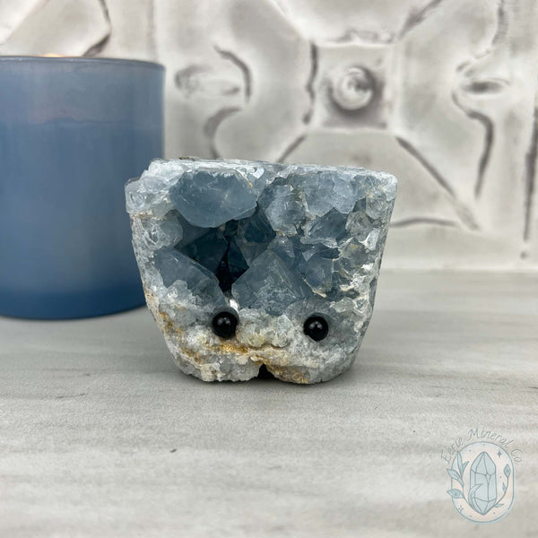 Celestite Crystal Hedgehog Carving Specimen