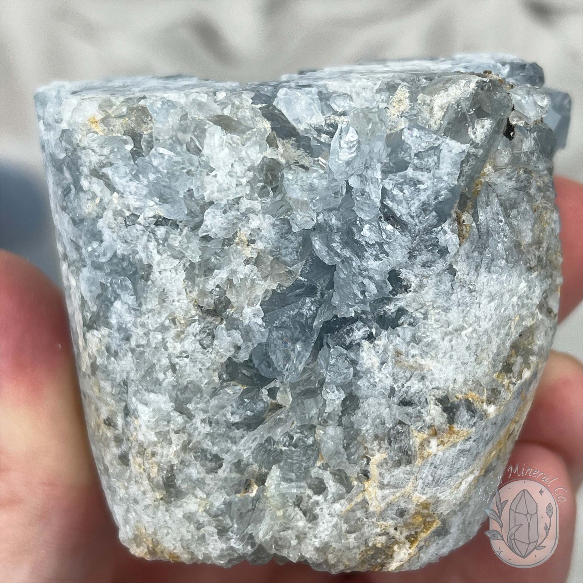 Celestite Crystal Hedgehog Carving Specimen