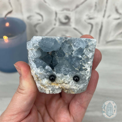 Celestite Crystal Hedgehog Carving Specimen