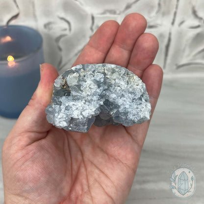 Celestite Crystal Hedgehog Carving Specimen