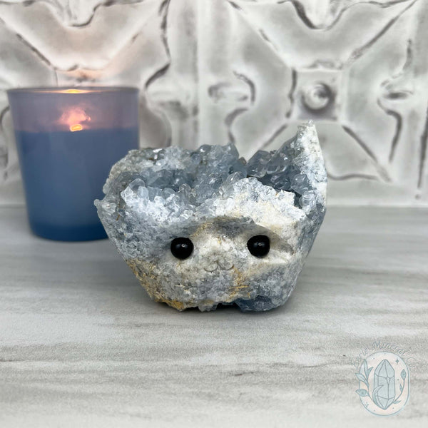 Celestite Crystal Hedgehog Carving Specimen