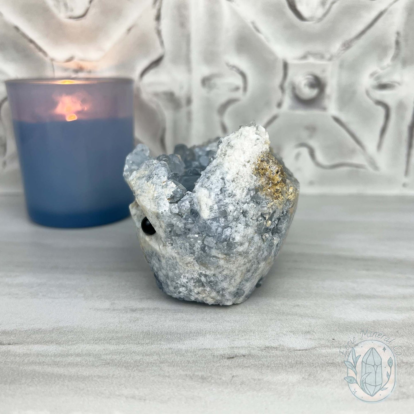 Celestite Crystal Hedgehog Carving Specimen