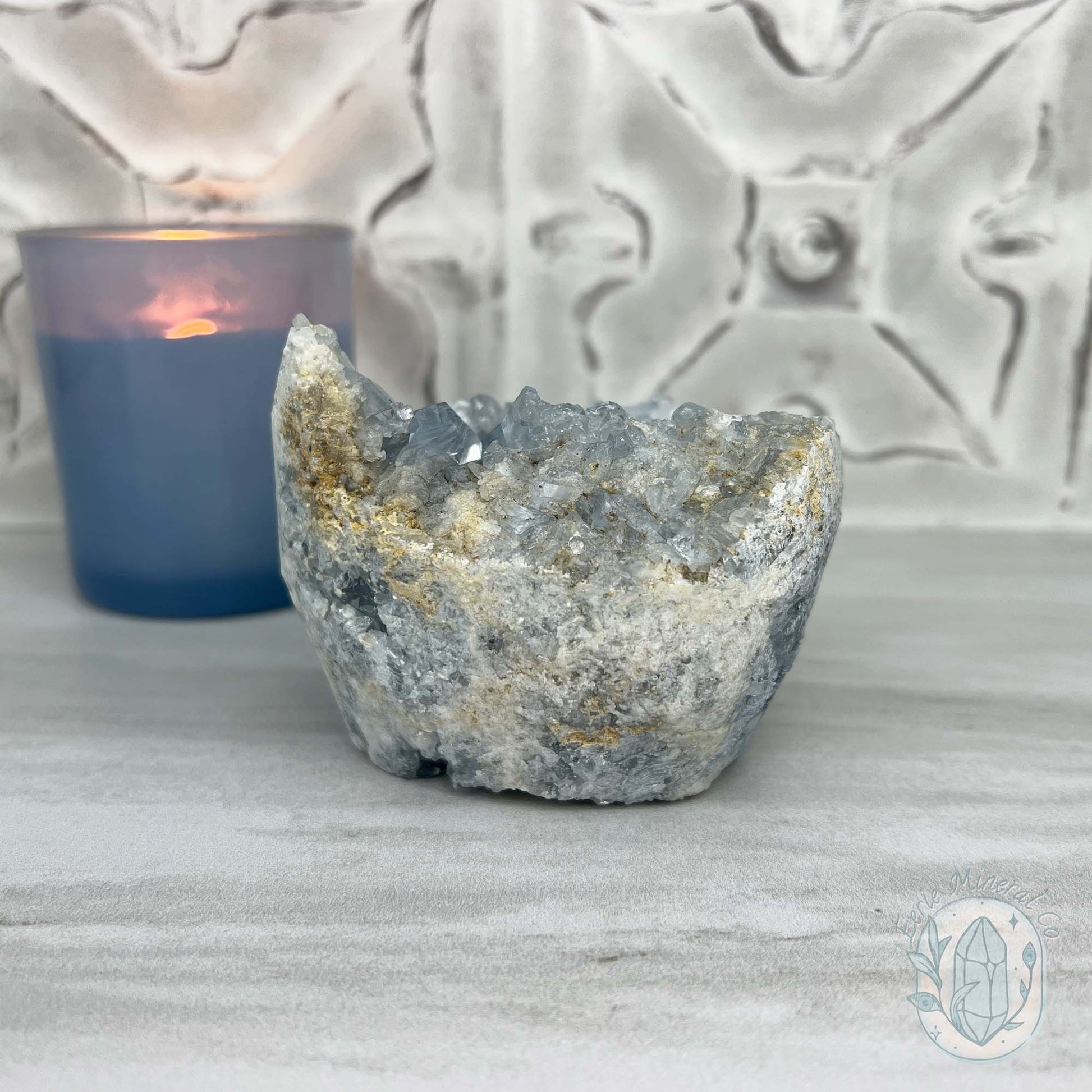 Celestite Crystal Hedgehog Carving Specimen